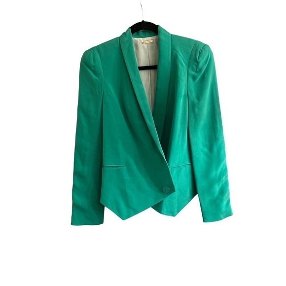 Rebecca Minkoff Women’s Silk One Button Green Blazer Size 2 NWOT - Picture 3 of 11